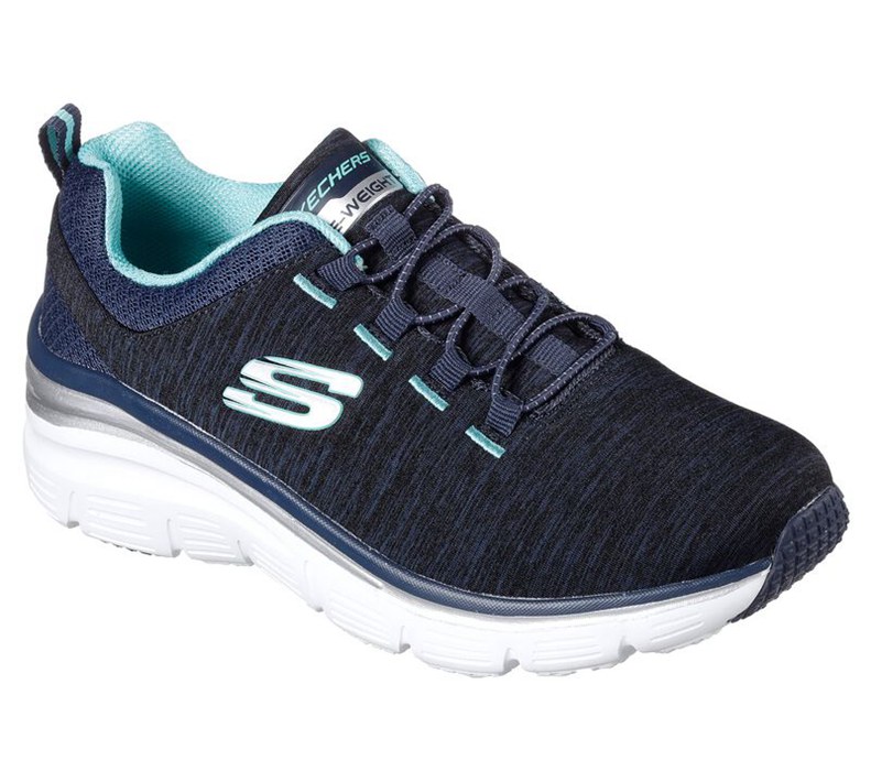 Skechers Fashion Fit - Up A Level - Womens Slip On Shoes Navy/Turquoise [AU-DT4335]